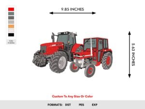 Farm Tractors Machine Embroidery Pattern - Color Chart