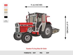Red Farm Tractor Embroidery Pattern Machine embroidery design. - Color Chart