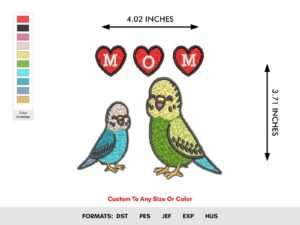 Mom Love Birds Machine Embroidery Design - Color Chart