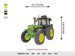 Green Farm Tractor Machine Embroidery Pattern - Color Chart
