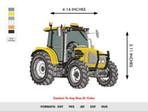 Yellow Farm Tractor Machine Embroidery Design - Color Chart