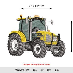 Yellow Farm Tractor Machine Embroidery Design - Color Chart