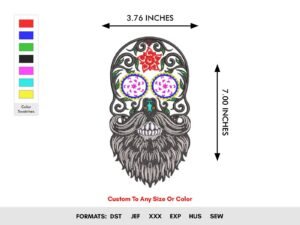 Mexican Machine Embroidery Design With Male Skull