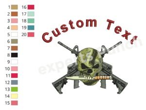 Custom Camo Skull Embroidery Design Army Skill Embroidery Pattern