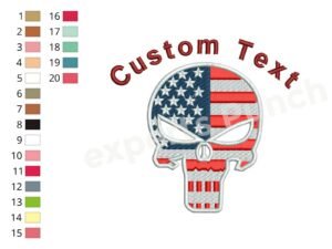 American Flag Skull Independence Day Embroidery Design