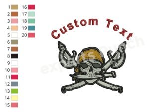 Pirate Skull with Swords Design for Embroidery Machines