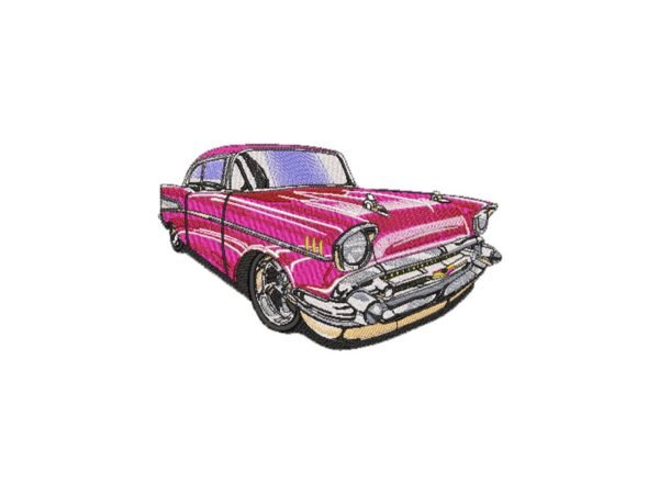 Pink Classic Car Machine Embroidery Pattern