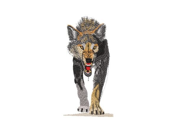 Embroidery Pattern of a Roaring Wolf, Forest Animal Design, Wildlife Pattern