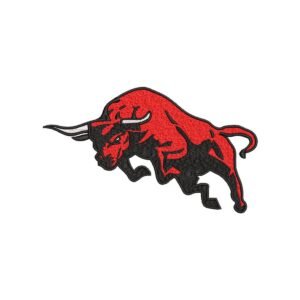 Red Bull Embroidery Pattern, Wild Animal Embroidery Design