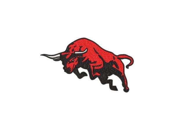 Red Bull Embroidery Pattern, Wild Animal Embroidery Design