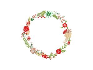 Christmas Wreath Machine Embroidery Pattern Floral Frame