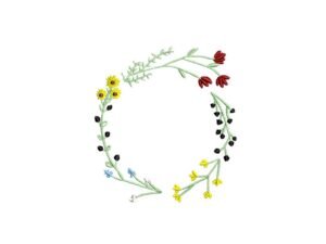 Wildflower Frame Machine Embroidery Pattern - Round Floral Wreath