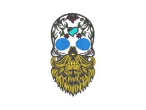 Man's Head Machine Embroidery Pattern - Day of the Dead Bearded Skull