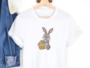 Easter Bunny Egg Basket Machine Embroidery Pattern