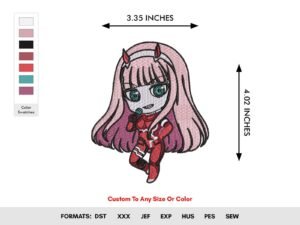 Zero Two Chibi Machine Embroidery Pattern