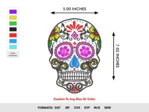 Day of Dead Skull Machine Embroidery Design