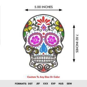 Day of Dead Skull Machine Embroidery Design