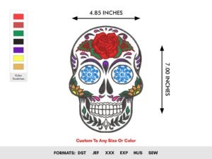 Embroidery Pattern for Skull Day Dead - Mexican Embroidery Design