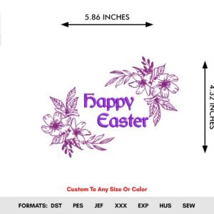 Easter Floral Monogram Machine Embroidery Pattern - Color Chart