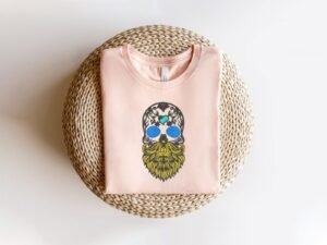 Man's Head Machine Embroidery Pattern - Day of the Dead Bearded Skull