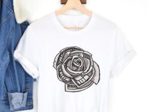 Vintage Rose Flower Machine Embroidery Pattern