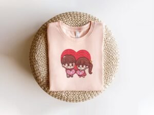 Love Couple Heart Machine Embroidery Pattern
