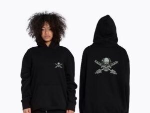 Embroidered Baseball Skull Design, Sports Embroidery Pattern