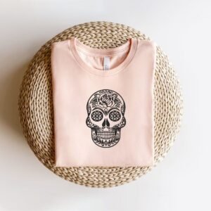 Day of the Dead Machine Embroidery Pattern Floral Skull, 3 Sizes