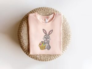 Easter Bunny Egg Basket Machine Embroidery Pattern
