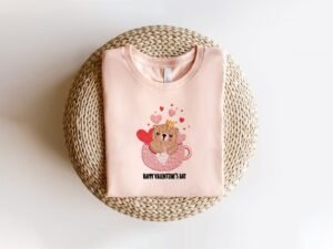 Cute Valentine Bear Machine Embroidery Pattern