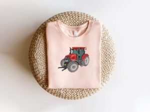 Red Farm Tractor Machine Embroidery Design