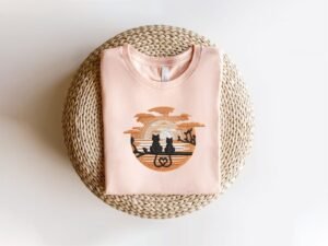Love Cat Couple Machine Embroidery Sunset Pattern
