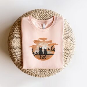Love Cat Couple Machine Embroidery Sunset Pattern