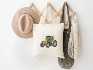 Yellow Farm Tractor Machine Embroidery Design
