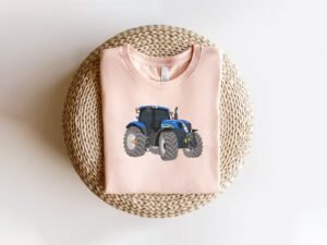 Blue Tractor Machine Embroidery Design